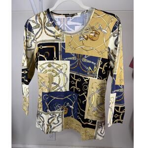 J. McLaughlin Exeter Mavis Equestrian Stretch Fit 3/4 Sleeve Blouse Size Medium